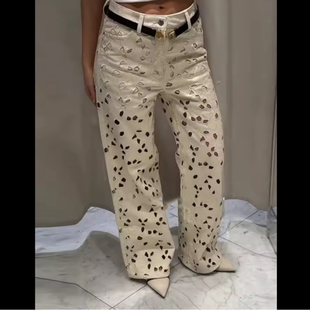 H&M eyelet embroidered jeans